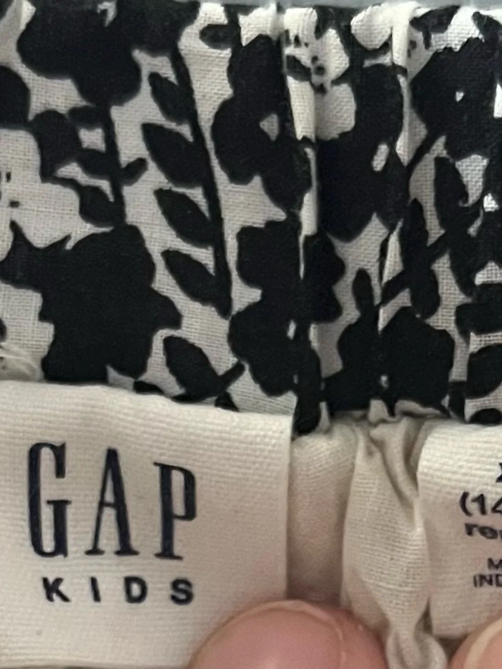 Gap Kids Black White Floral Ruffle Hem Cotton Skirt Size XL 14-16